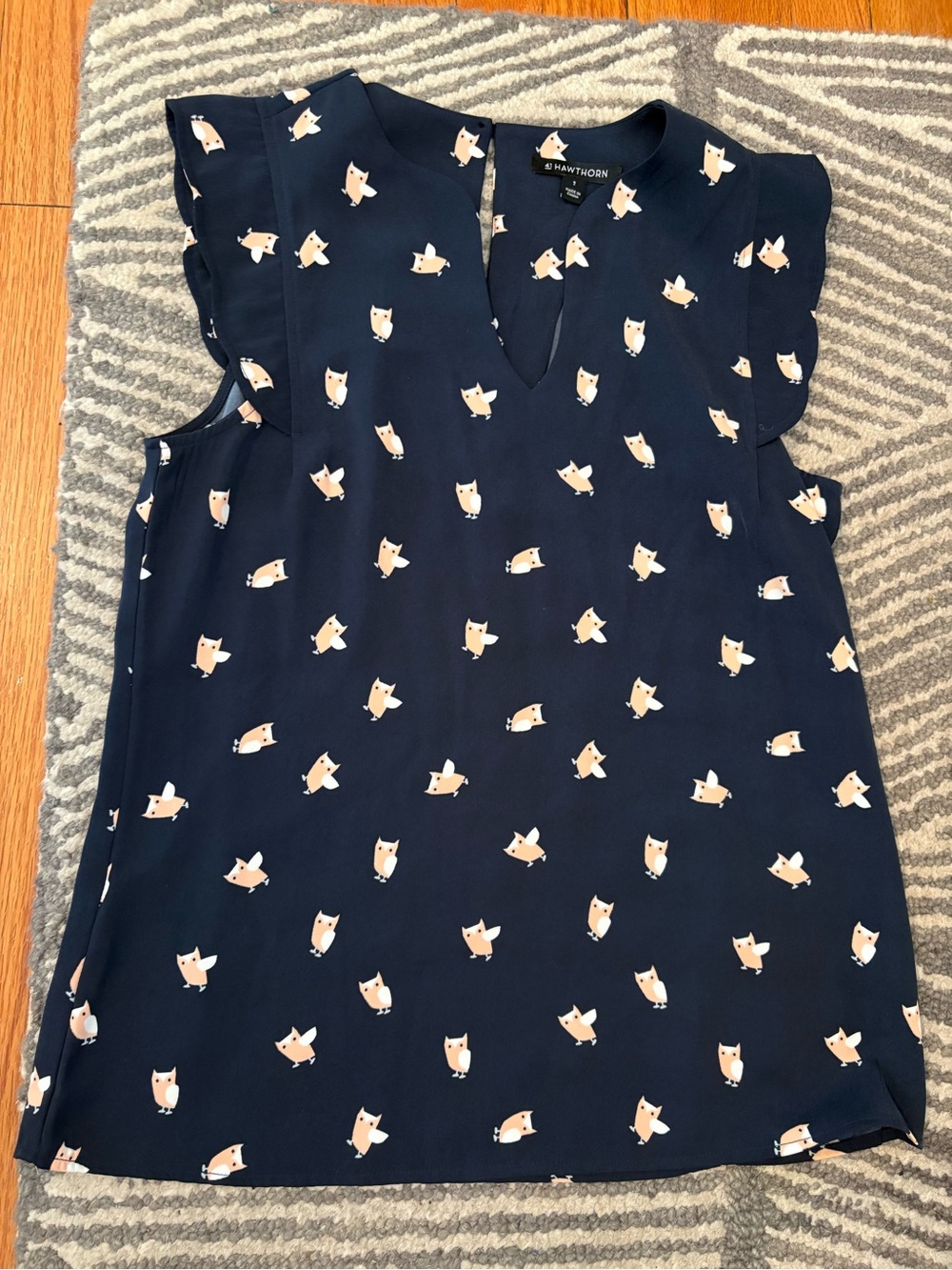 Hawthorn Owl Print Flutter Sleeve Blouse